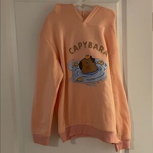 Peach Capybara Graphic Hoodie